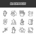 Black magic cartoon concept icons Royalty Free Stock Photo