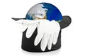 Black magic hat and gloves with earth Royalty Free Stock Photo