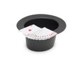 Black magic hat and playing cards isolated on a white background Royalty Free Stock Photo