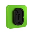 Black Magic runes icon isolated on transparent background. Green square button.