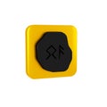 Black Magic runes icon isolated on transparent background. Yellow square button.