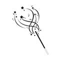 Black magic stick with stars, wand logo