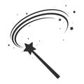 Black magic wand icon, magic wand logo, fairy tale sign, wizard and focus symbol