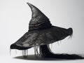 Black magic witch hat with decor on white background Royalty Free Stock Photo