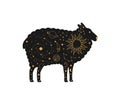 Black magical sheep, Mystic crescent moon esoteric symbol