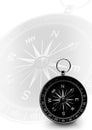 Black magnetic portable compass on white Royalty Free Stock Photo