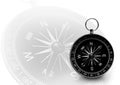 Black magnetic portable compass on white Royalty Free Stock Photo