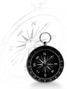 Black magnetic portable compass on white Royalty Free Stock Photo