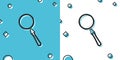 Black Magnifying glass icon isolated on blue and white background. Search, focus, zoom, business symbol. Random dynamic