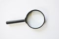 Black magnifying glass on white background