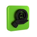 Black Mail and e-mail in hand icon isolated on transparent background. Envelope symbol e-mail. Email message sign. Green Royalty Free Stock Photo