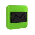 Black Mail and e-mail icon isolated on transparent background. Envelope symbol e-mail. Email message sign. Green square