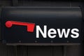 Black mailbox with white letters and red mail flag Royalty Free Stock Photo