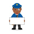 Black Mailman Character with Blank Banner