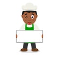 Black Male Chef Character with Banner