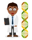 Black Male Doctor with Big DNA Strand Royalty Free Stock Photo