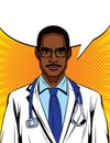 Black male doctor with a stethoscope around his neck. Royalty Free Stock Photo