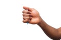 Black male hand holding a plastic syringe Royalty Free Stock Photo