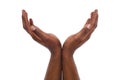 Black male hands keeping in cupped shape, cutout