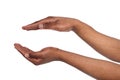 Black male hands keeping in cupped shape, cutout