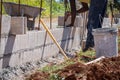 Mason/bricklayer/construction worker working on construction site