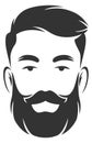 Black male portrait. Hipster avatar. Bearded man