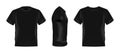 Black male t-shirt realistic mockup set from side, front and back view on white background, blank textile print design template Royalty Free Stock Photo