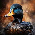 Black Mallard or wild duck, Anas platyrhynchos  Made With Generative AI illustration Royalty Free Stock Photo