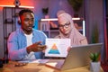 Black man and arabian woman using laptoptop for video call Royalty Free Stock Photo