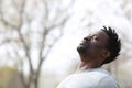 Black man breathing fresh air outdoors in winter Royalty Free Stock Photo