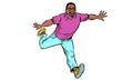 Black man in casual clothes running. Youth and movement. Energetic people