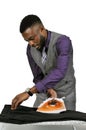 Black man with clothes iron Royalty Free Stock Photo