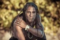 Black man with dreadlocks swears Royalty Free Stock Photo