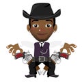 Black man with hat and gun, cartoon character Royalty Free Stock Photo