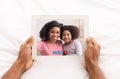 Black Man Having Video Call With Family Using Tablet Royalty Free Stock Photo