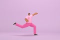 The black man with pink clothes. He is doing exercise. 3d illustrator of cartoon character in acting