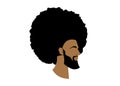 Black man portrait with afro curly design, Barber shop and hairstyle. Healthy sporty young black man with beard and mustache Royalty Free Stock Photo