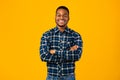 Black Man Posing Crossing Hands Standing In Studio