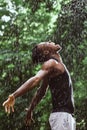 Black man in the rain Royalty Free Stock Photo