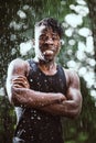 Black man in the rain Royalty Free Stock Photo