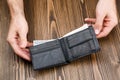 Black man's wallet in man hands Royalty Free Stock Photo