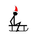 Black man on sled icon on white background Royalty Free Stock Photo