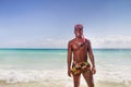 Black man and snorkel Royalty Free Stock Photo