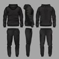 Black man sportswear hoodie and trousers vector mockup isolated Royalty Free Stock Photo