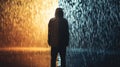 a black man stand in the rain Royalty Free Stock Photo
