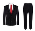 Red tie, white shirt and black suit. close up Royalty Free Stock Photo
