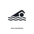 black man swimming isolated vector icon. simple element illustration from gym and fitness concept vector icons. man swimming
