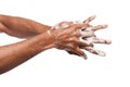 Black man washing hands isolated on white background Royalty Free Stock Photo
