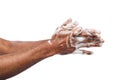 Black man washing hands isolated on white background Royalty Free Stock Photo