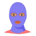 Black man wearing balaclava helmet. Trendy worm headgear for cold weather. Facial mask for the whole head to wear under Royalty Free Stock Photo